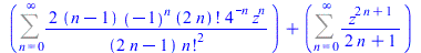 `+`(Sum(`+`(`/`(`*`(2, `*`(`+`(n, `-`(1)), `*`(`^`(-1, n), `*`(factorial(`+`(`*`(2, `*`(n)))), `*`(`^`(4, `+`(`-`(n))), `*`(`^`(z, n))))))), `*`(`+`(`*`(2, `*`(n)), `-`(1)), `*`(`^`(factorial(n), 2)))...