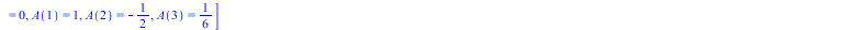 Sum(`*`(A(n), `*`(`^`(z, n))), n = 0 .. infinity), A(`+`(n, 4)) = `+`(`-`(`/`(`*`(`+`(`-`(`*`(`+`(n, 2), `*`(A(`+`(n, 2))))), `*`(`+`(n, 2), `*`(`+`(n, 3), `*`(A(`+`(n, 3))))), Sum(`*`(`+`(k, 1), `*`(...