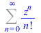 Sum(`/`(`*`(`^`(z, n)), `*`(factorial(n))), n = 0 .. infinity)